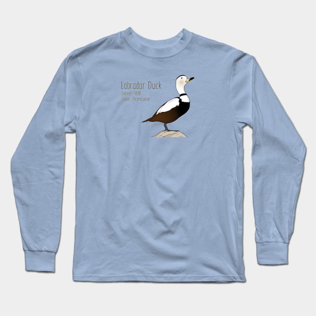 Extinct Species: Labrador Duck Long Sleeve T-Shirt by Feathered Focus